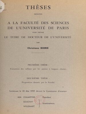 cover image of Extraction des sulfates par les amines à longues chaînes